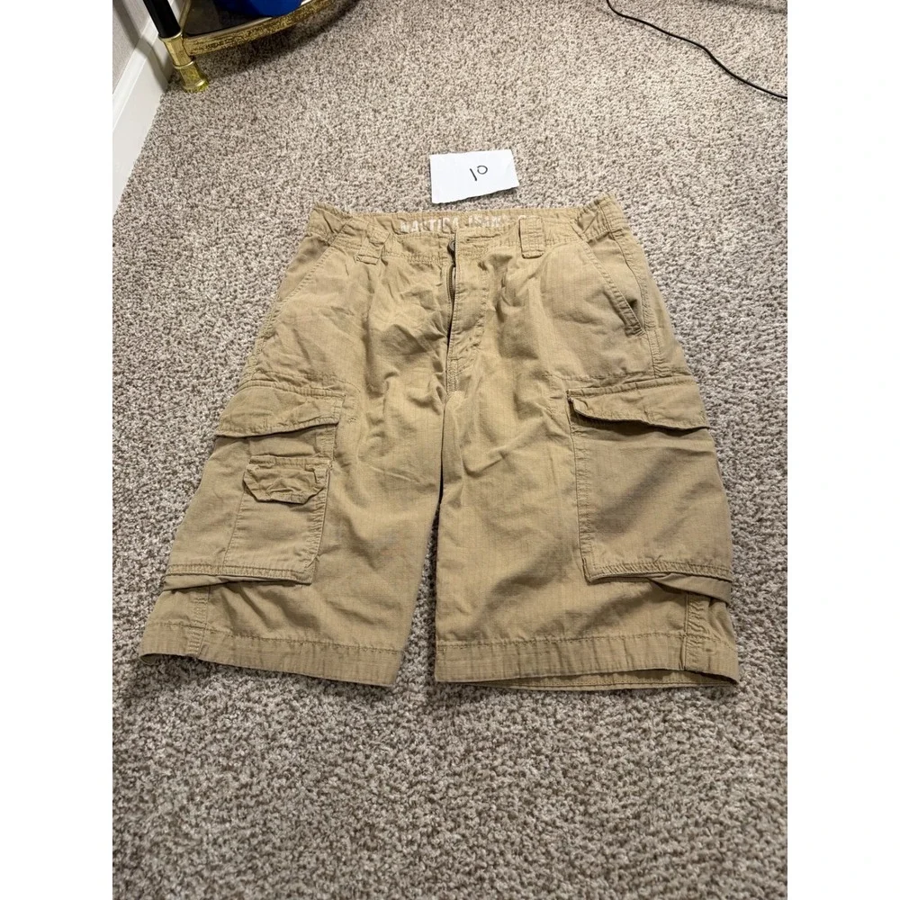Nautica Jeans Co Mens Khaki Tan Ripstop Cargo Shorts Size 30 Cotton Utility